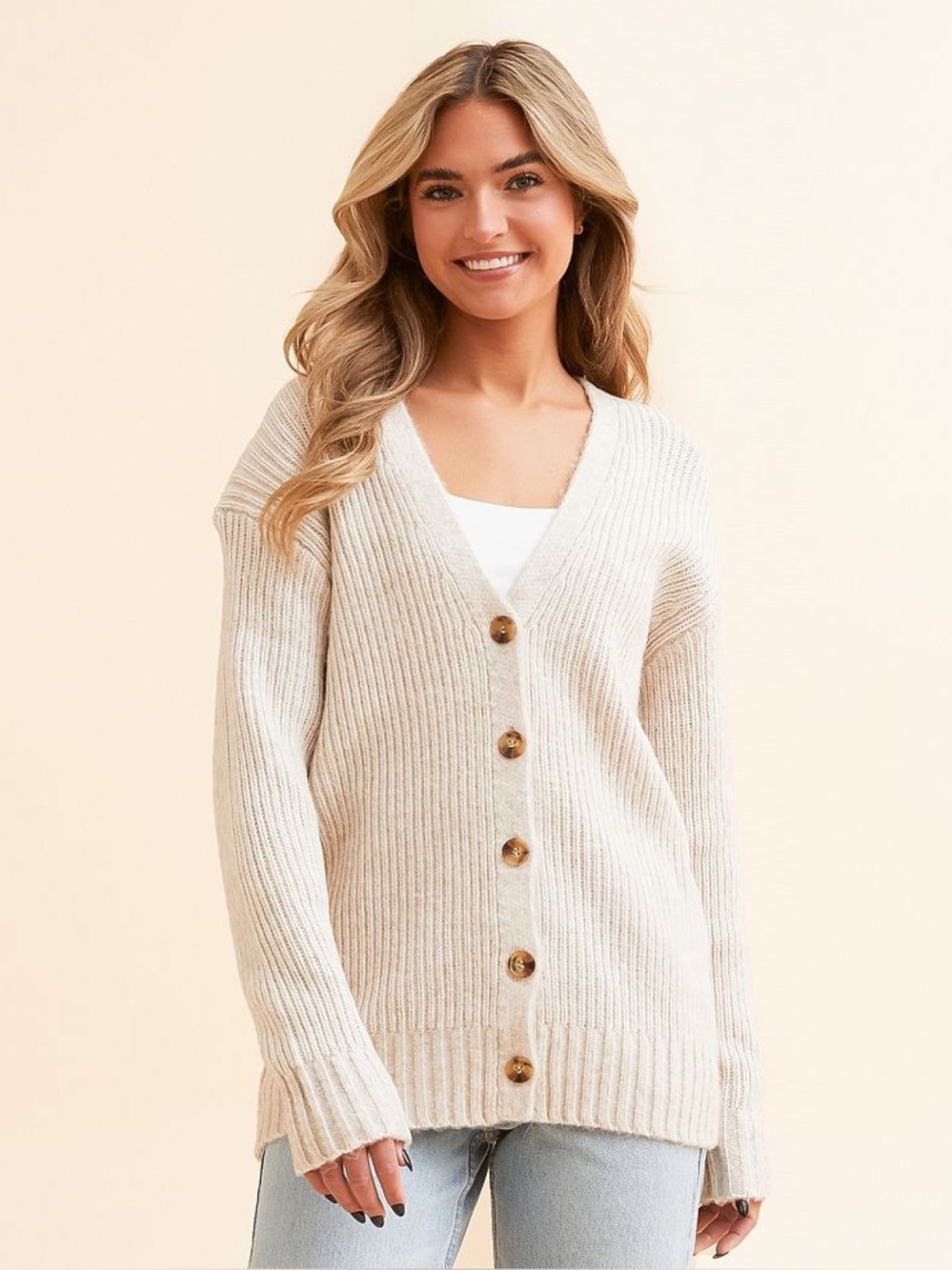 Z Supply Josie Cozy Cardigan Sweater Medium Oatmeal